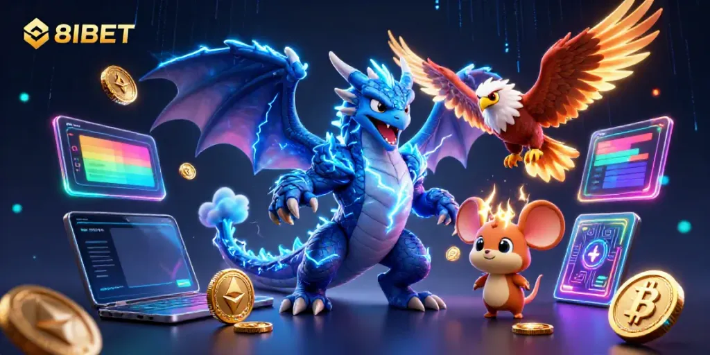 Experience the thrilling gaming world of 88IBET with vibrant characters and digital currency elements.