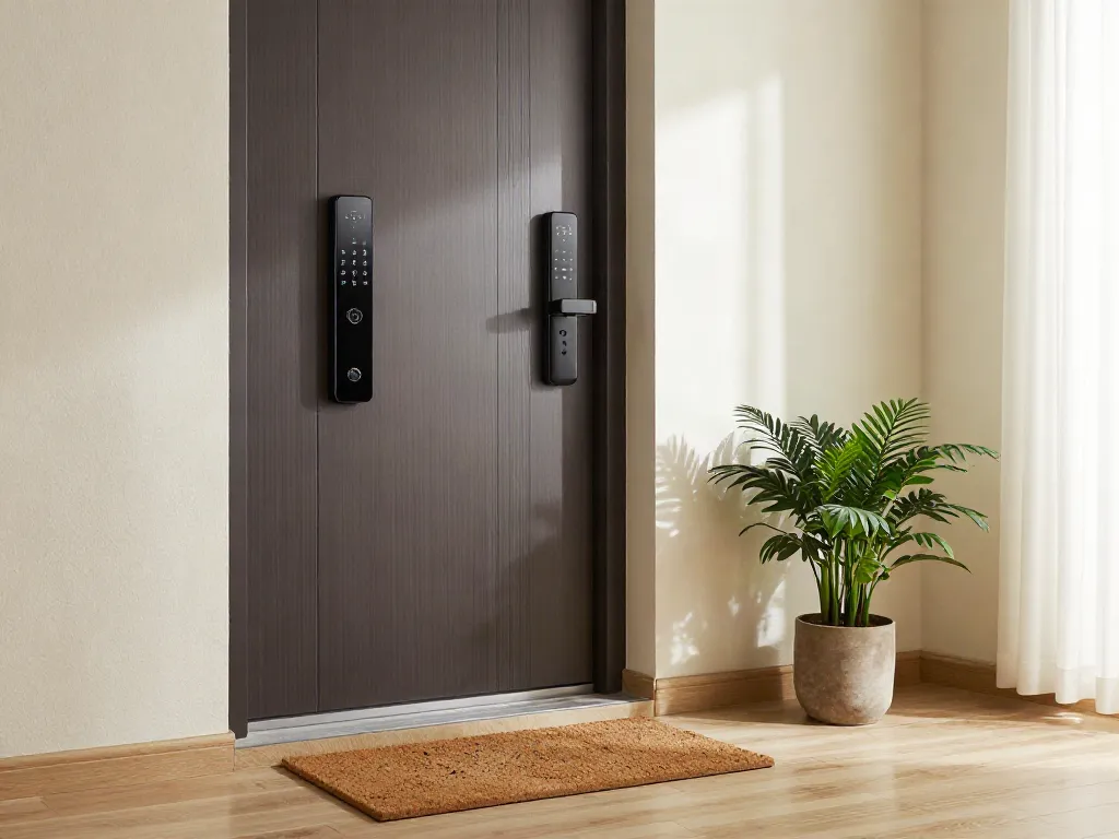 خرید قفل هوشمند featured in a modern home entrance with stylish smart lock.