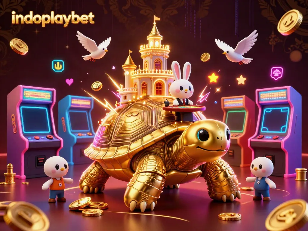 Menggali peluang menang dengan indoplaybet, gambar kasino berwarna yang menarik dengan simbol permainan.