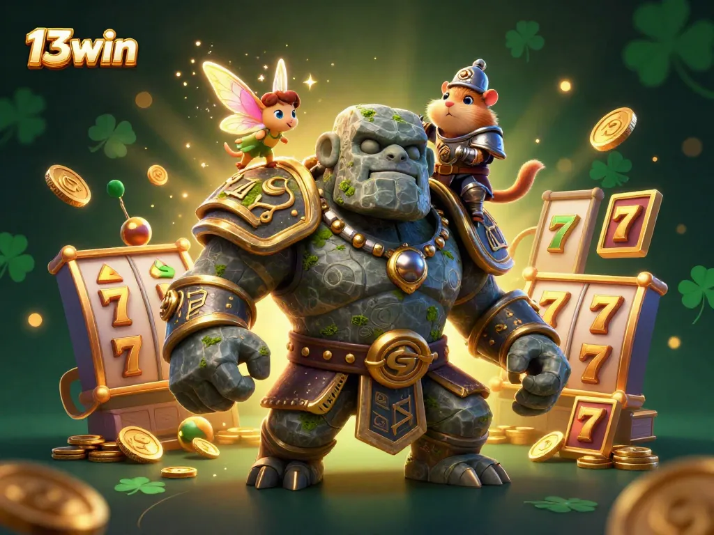 Experience thrilling wins at 13win with a vibrant, enchanting casino scene showcasing magical elements and games.