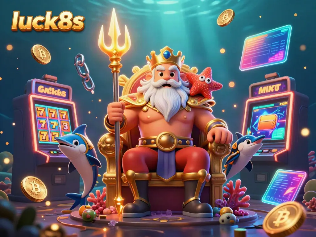 Catch thrilling wins at luck8s with immersive slots and jackpot excitement, featuring a vibrant underwater scene.