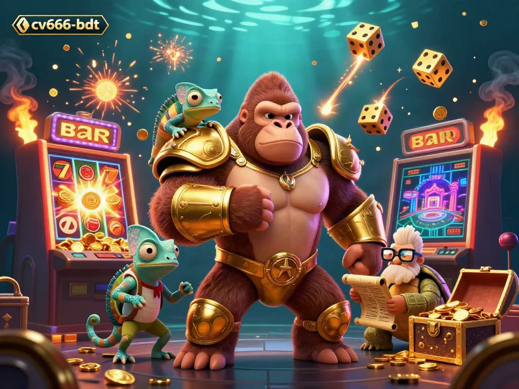 Engage with cv666-bdt's thrilling slots experience as the gorilla king celebrates jackpots and rewards.