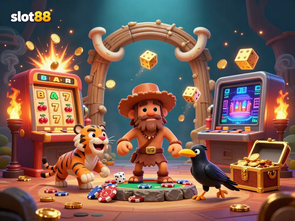 Engage with slot88 for thrilling wins at a vibrant prehistoric casino bursting with jackpot excitement.