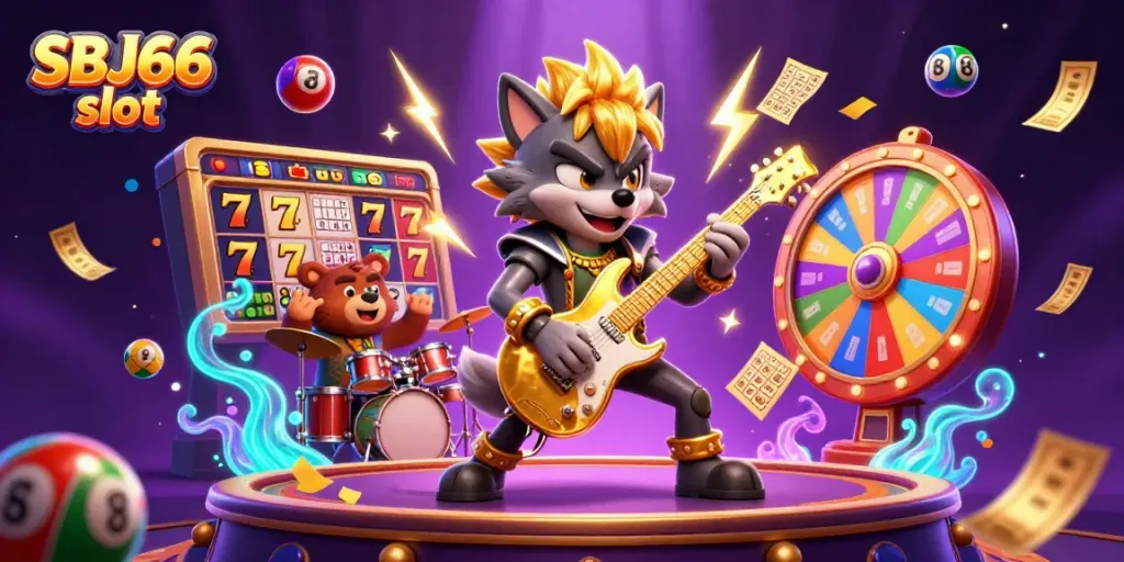 Experience thrilling gameplay with SBJ66 slot, featuring vibrant characters and casino elements.