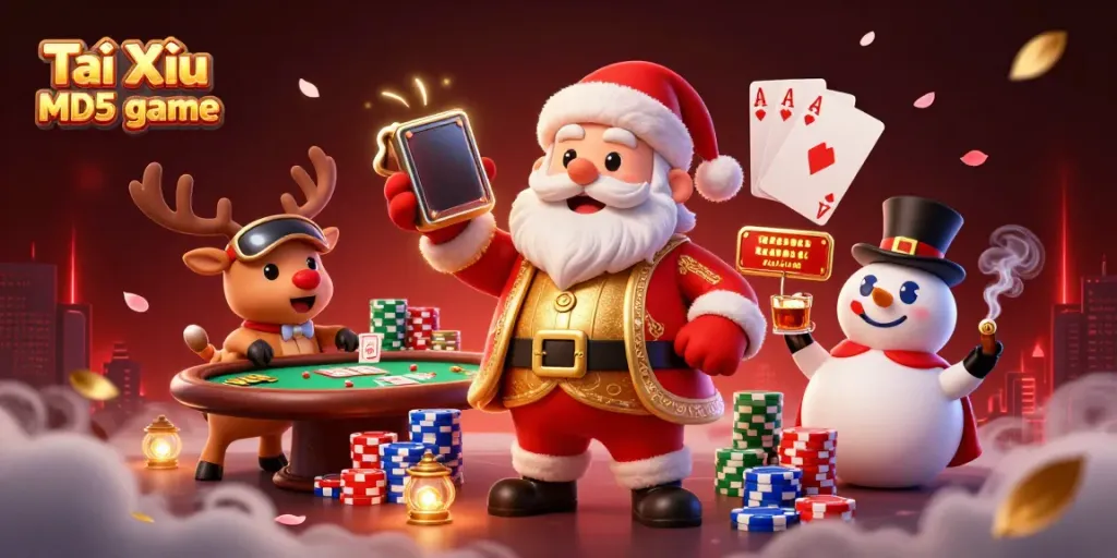 Experience the thrill of Tài Xỉu MD5 game with vibrant characters and dynamic casino elements.