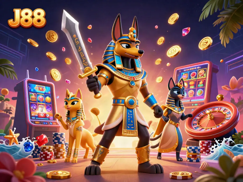 Experience thrilling gameplay with J88 featuring vibrant slot machines and captivating casino elements.