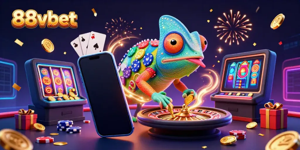 Experience thrilling moments with 88vbet in this vibrant casino scene, showcasing games and excitement.