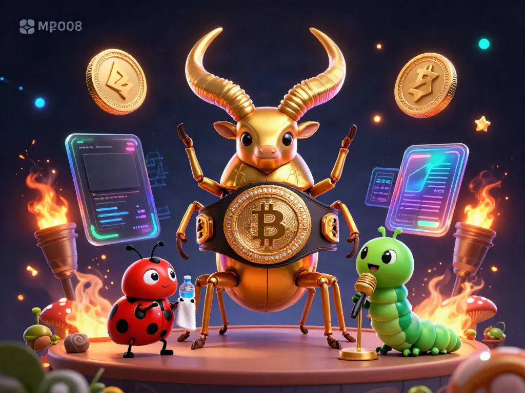 MPO08 engages players with vibrant gambling visuals featuring 3D cartoon characters and exciting crypto elements.