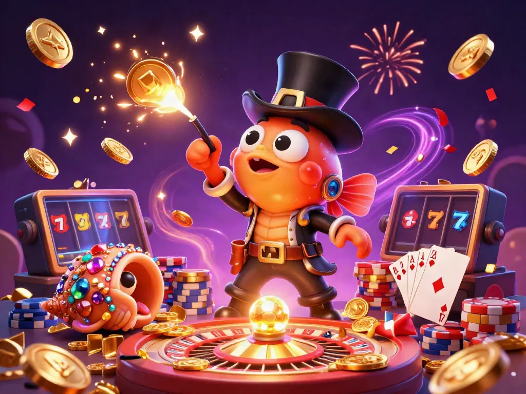 Experience Onbet’s vibrant casino world through dynamic characters attracting golden coins amidst colorful game elements.