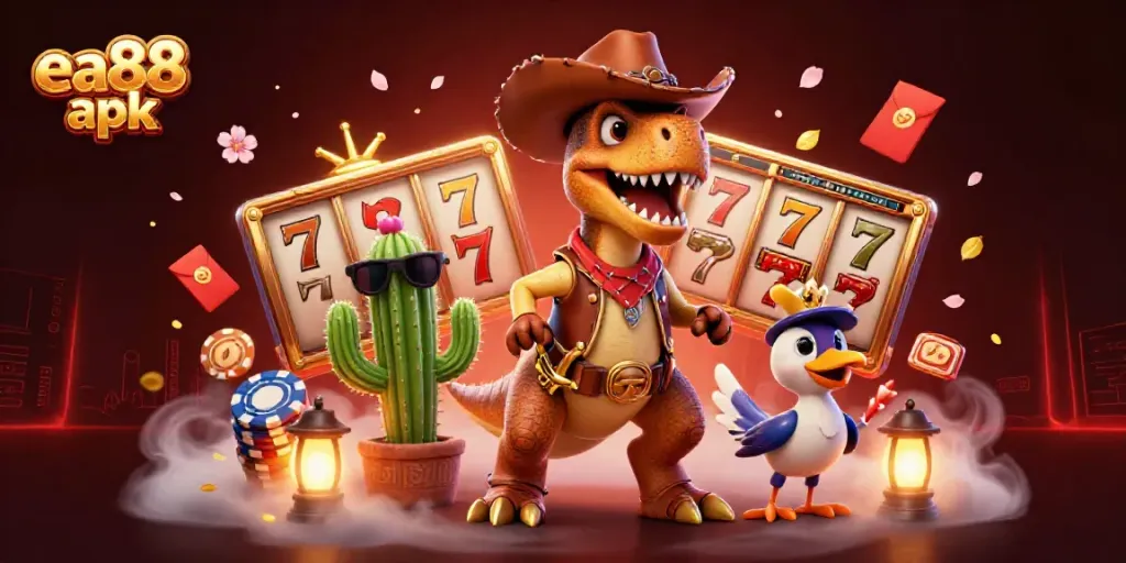 Join the excitement at ea88 apk with the cowboy dinosaur, spinning jackpots, and vibrant casino dynamics.