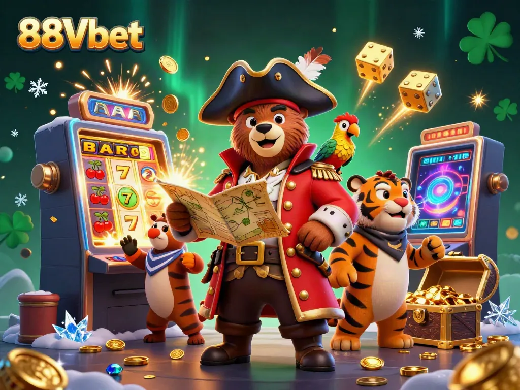 Spin to win with 88Vbet's dynamic game scene featuring a pirate bear captain!