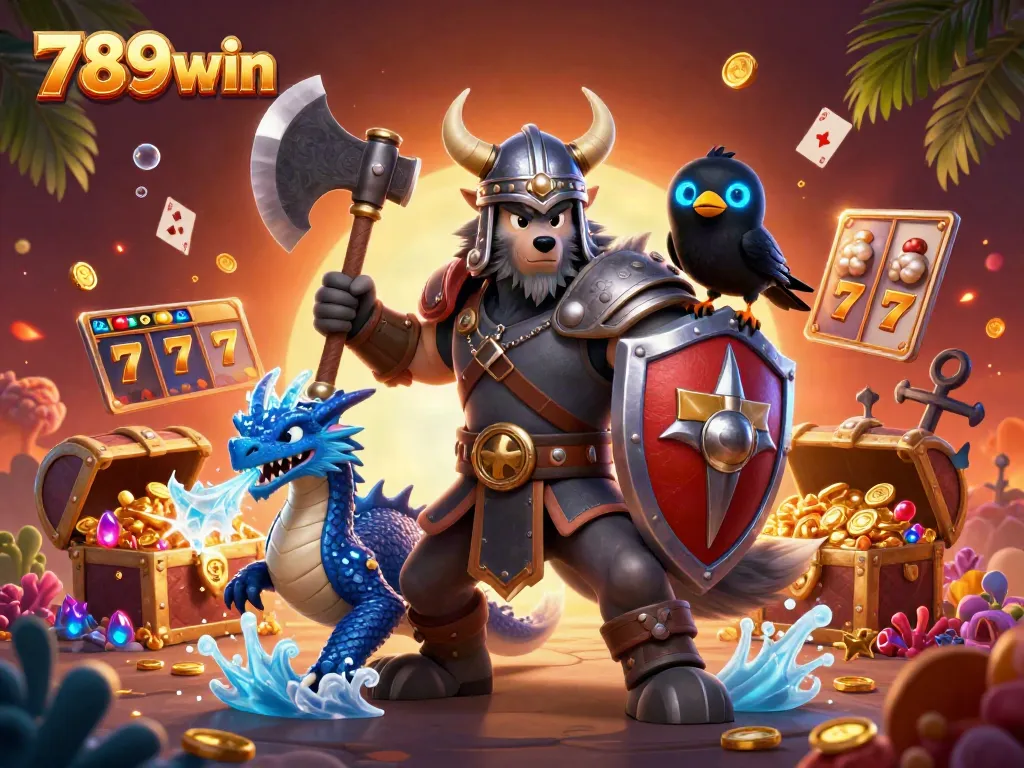 Experience the thrilling world of 789win with vibrant slot and jackpot elements in an illustrated scene.