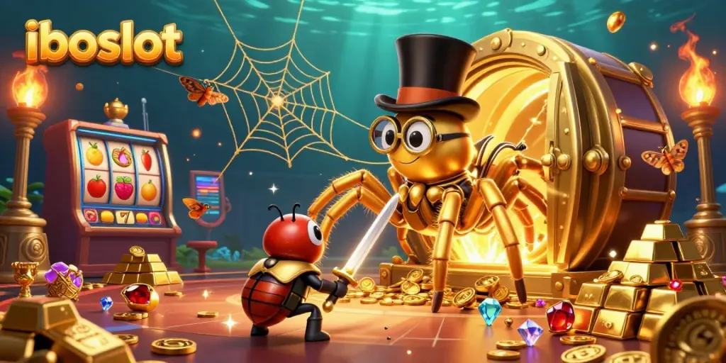 Experience the thrill of iboslot with exciting slot elements in this dynamic casino scene.