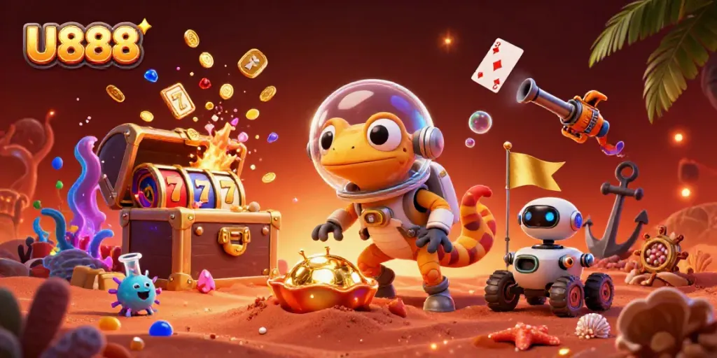 Experience thrilling gameplay in U888's animated casino universe with a vibrant look and engaging characters.