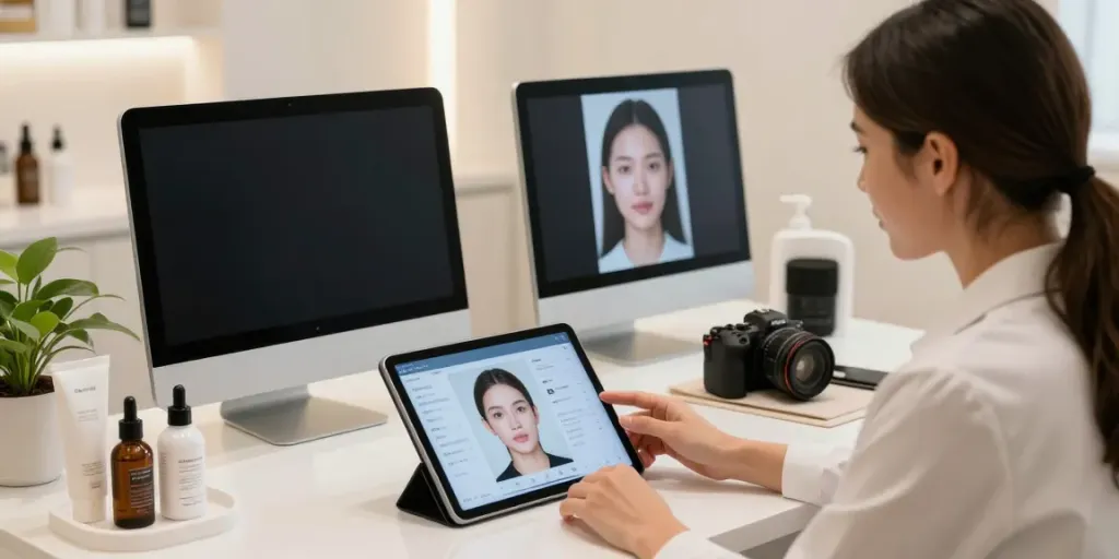 Exploring Alternatives to QOVES in a beauty analysis studio consultation.