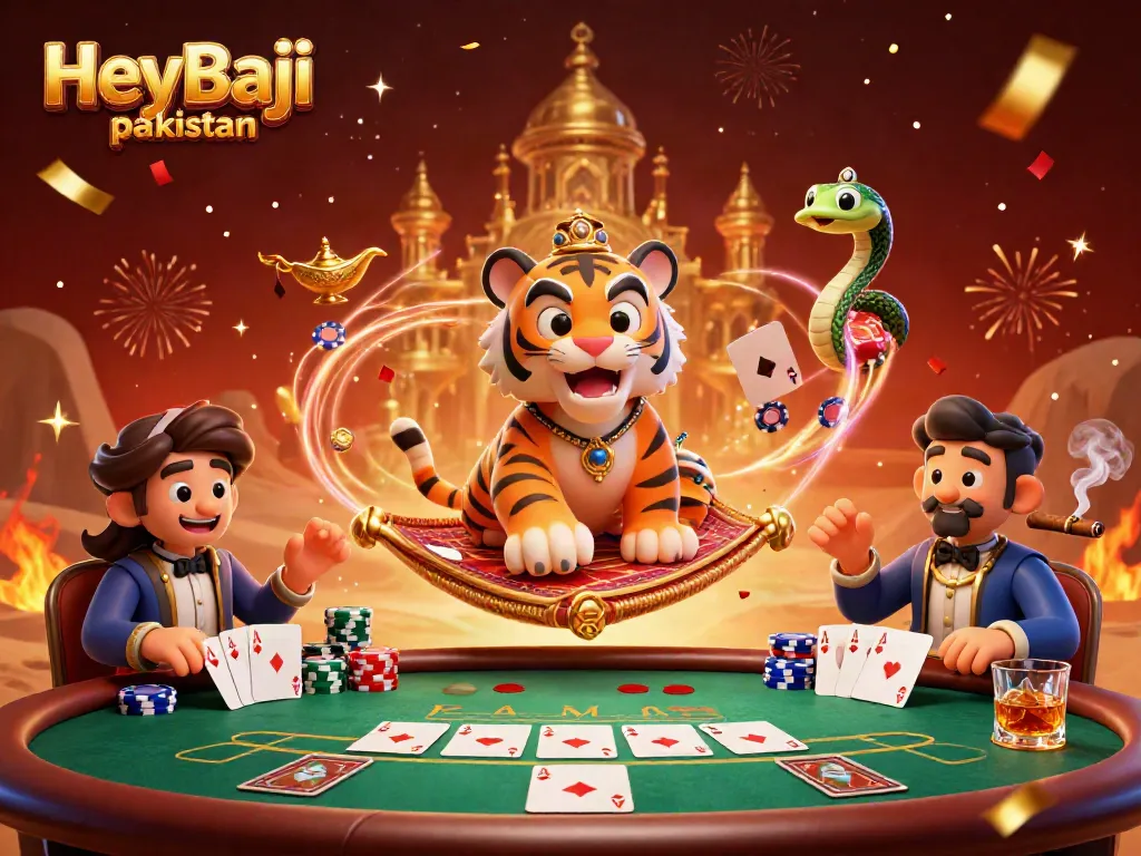 Experience the exciting world of HeyBaji pakistan with vibrant casino elements and energetic characters.