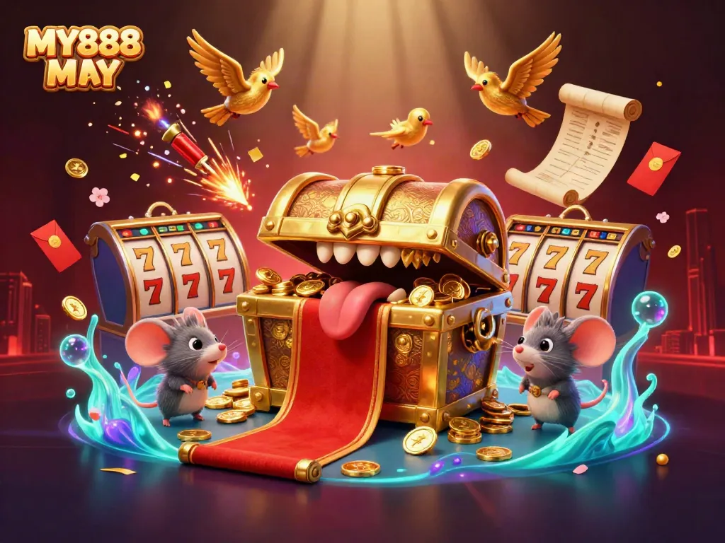 Win big with MY888 MY at this exciting online casino featuring dynamic slot games and colorful elements.