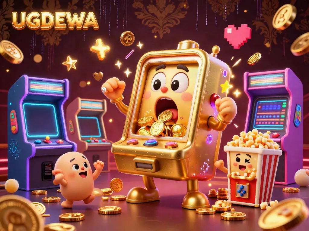 Experience the excitement at UGDEWA with vibrant 3D slot machines celebrating a big win.
