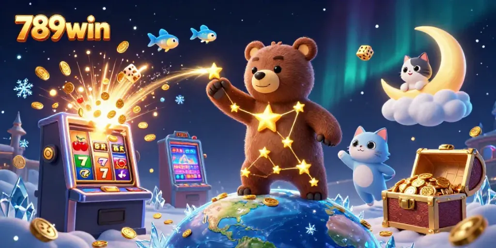 Experience casino excitement with 789win in a magical, vibrant 3D illustration.