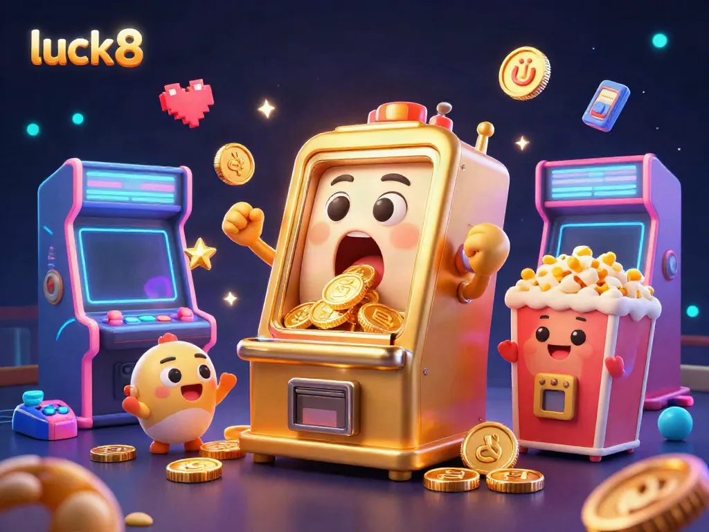 Experience the thrill of luck8 as golden slot machines celebrate their jackpot wins amidst a vibrant casino scene.